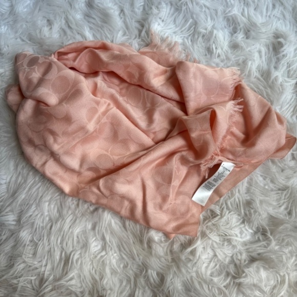 Coach Women's Signature C Wrap Scarf Wool & Silk - Peachy Pink - Picture 3 of 3